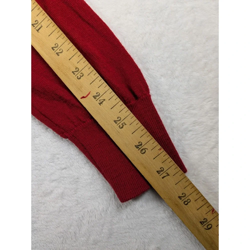 Polo Ralph Lauren‎ Mens Red V Neck Long Sleeve Merino Wool Sweater XL READ
